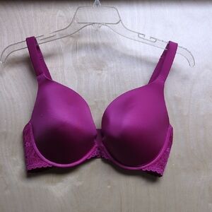 Joyspun Vibrant Fuchsia Lace Plunge Bra Womens Sz 40DD